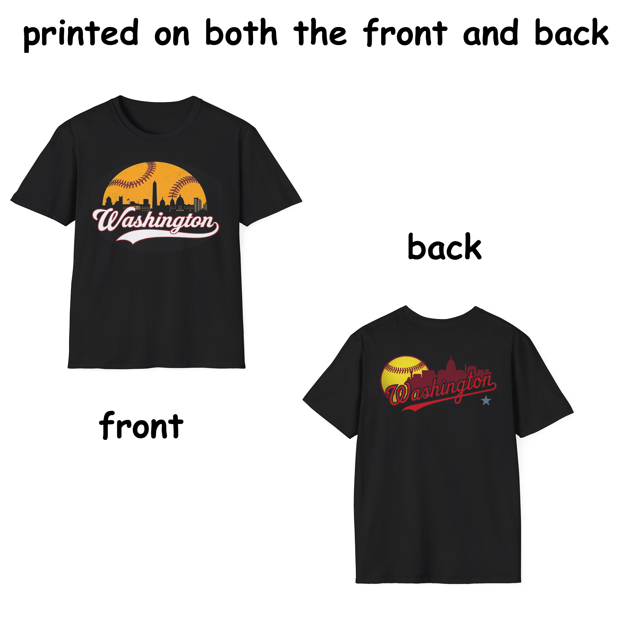 Washington Baseball Tee 2026 N2 - Colorful, printed on both the front and back.