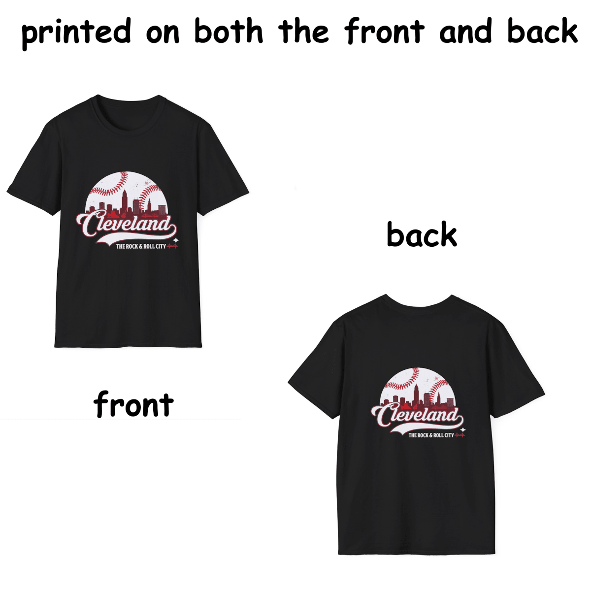 Cleveland Baseball Tee 2026 - Colorful, printed on both the front and back. - S Black both the front and back. - GAMEDEI