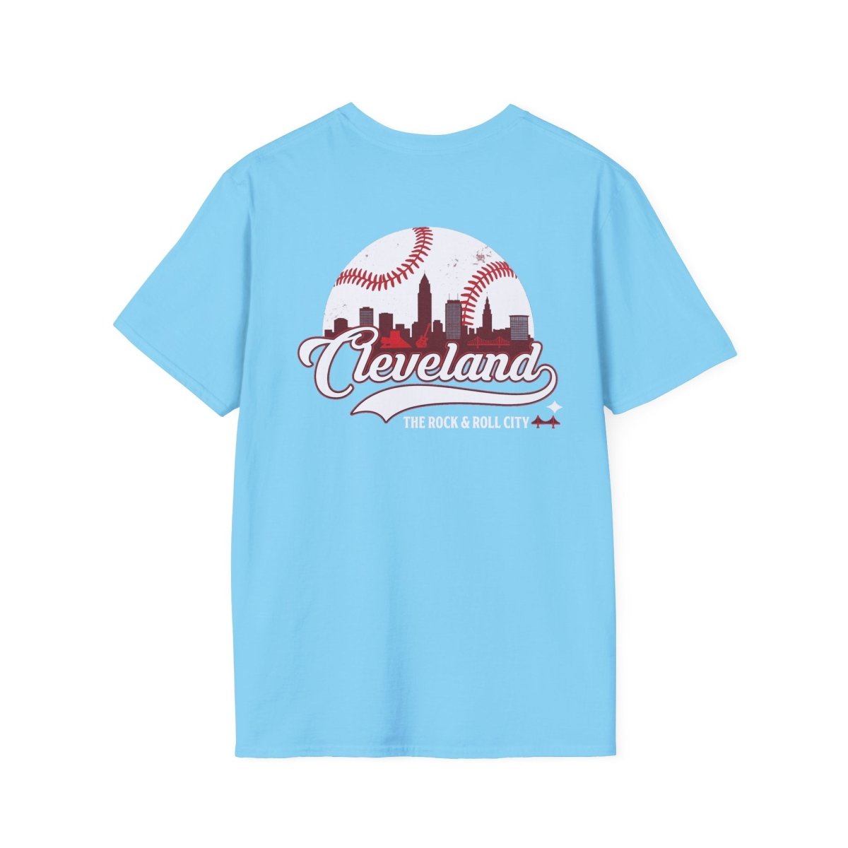 Cleveland Baseball Tee 2026 - Colorful, printed on both the front and back. - S Sky both the front and back. - GAMEDEI
